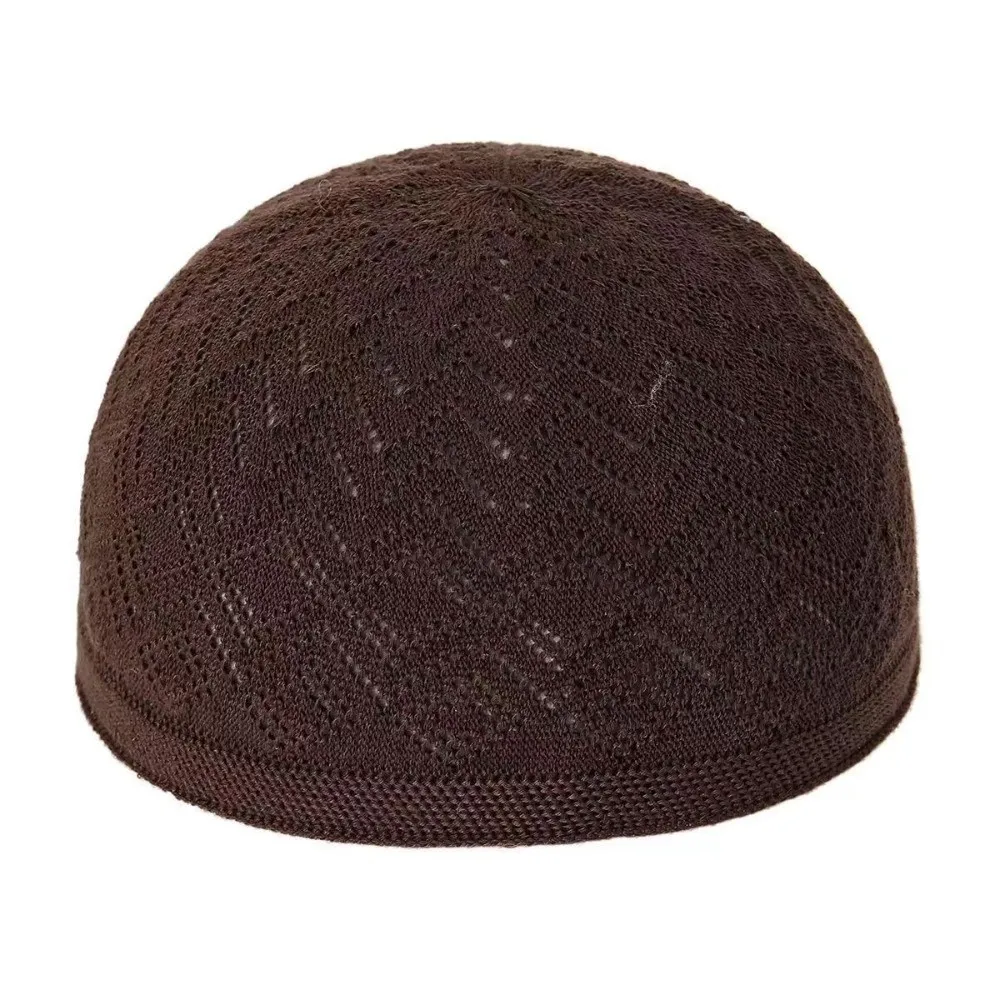 Turkey Stretchy Prayer Hat Soft Breathable Beanie Hat Solid Color Simple Men Knitted Cap Daily