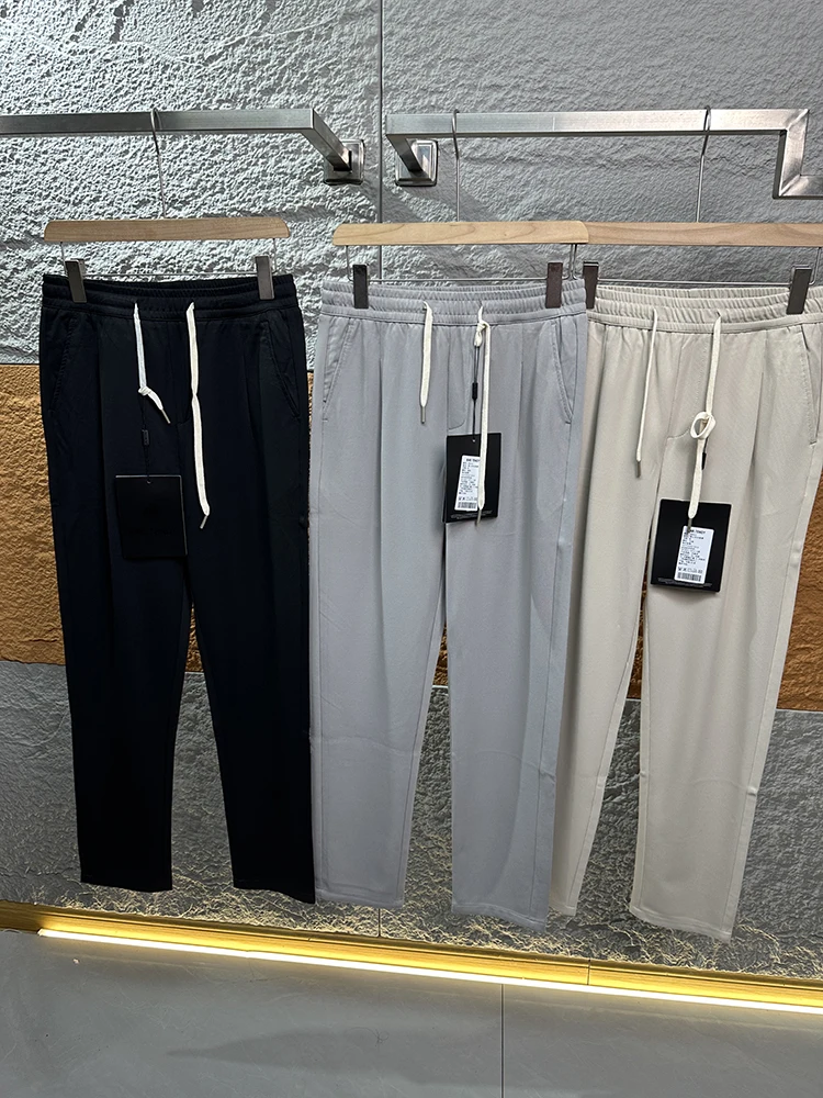 

Удобные мужские весенне-летние дышащие повседневные брюки с эластичной резинкой на талии и прямыми штанинами, молодежные витали, полиэстер, спандекс...
