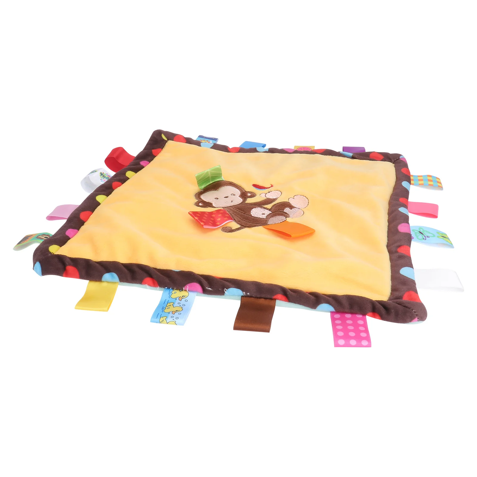 Panno per dentizione scimmia realizzato in cotone premium 16 etichette interattive Panno da masticare per bambini per lenitivo ed esplorazione Cura dentale infantile