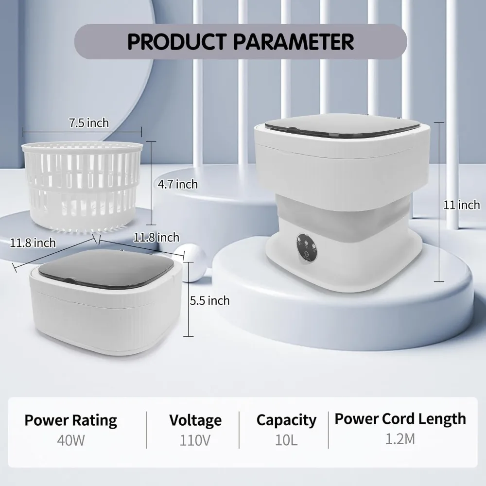 Lavadora portátil com rotação, mini lavadora e secadora Combo para apartamentos, 10L