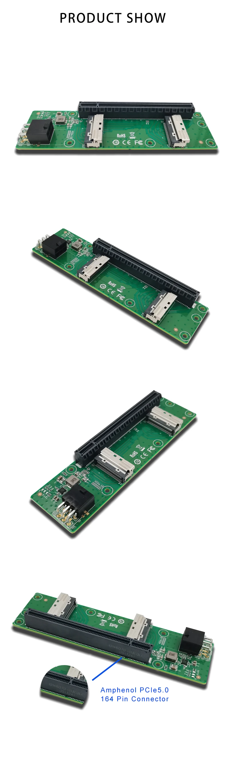 2x MCIO X8 zu PCIe5.0 X16 Slot Riser CEM XIC 0516PE – Detail 4