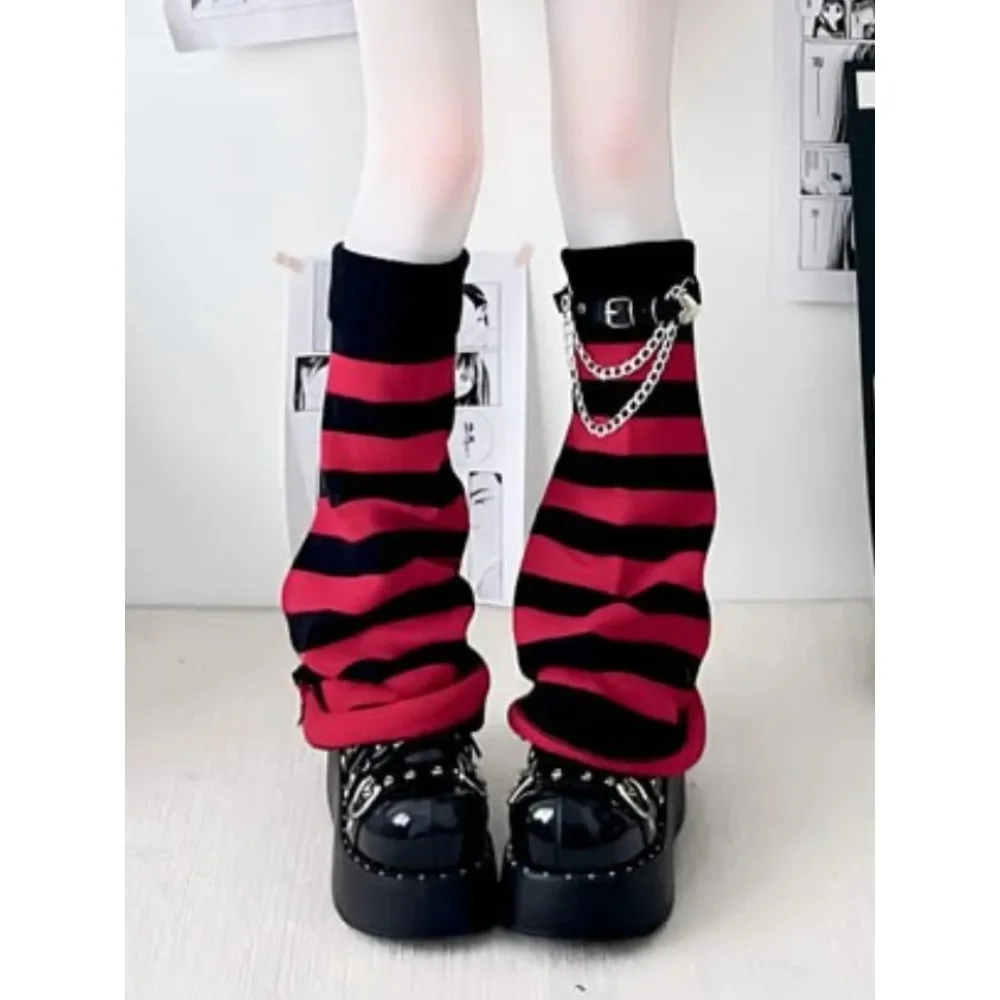 Spicy Girls JK Slouch Knee High Stacked Socks Women's Autumn/Winter Knitted Wide-Leg Striped Calf Flared Cuff Leg Warmers image 6