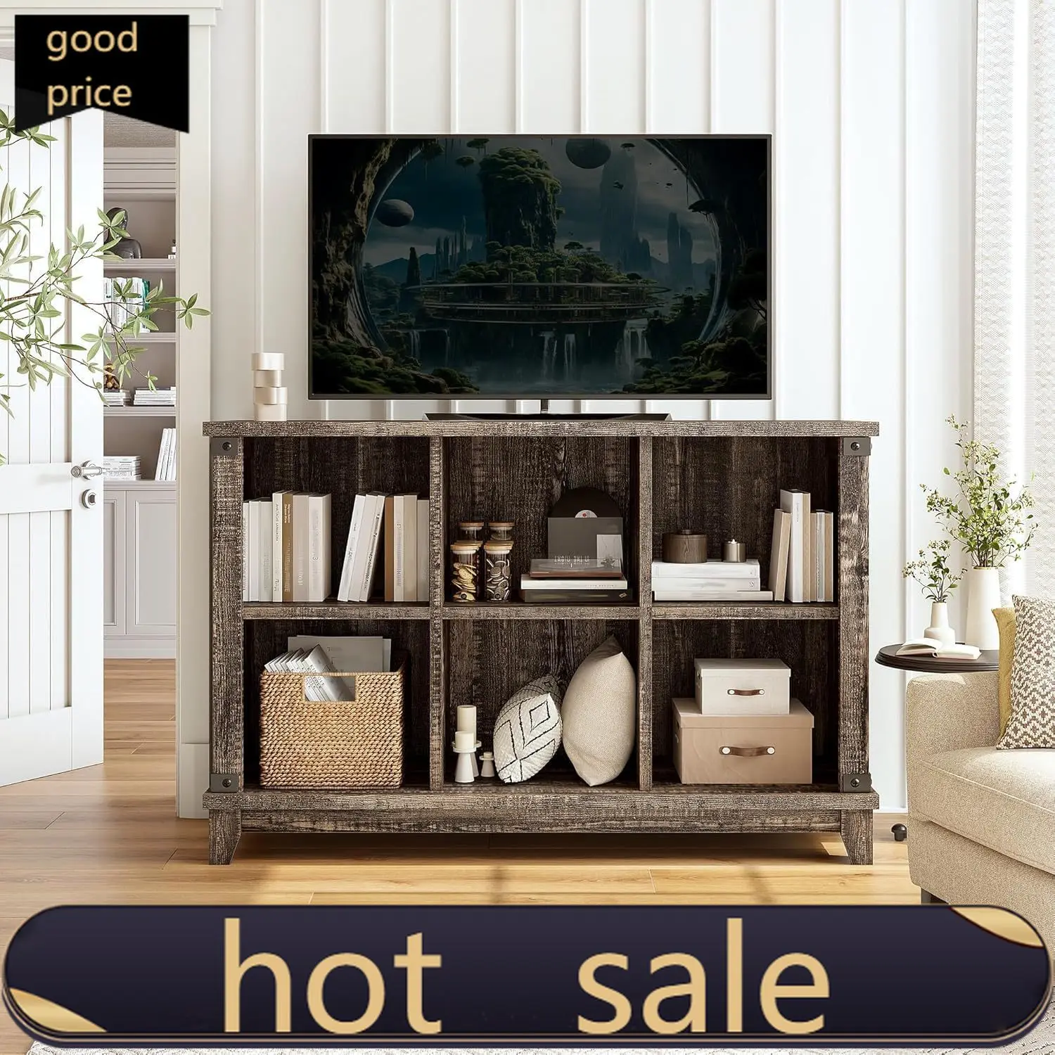 

Activity priceEnHomee 6 Cube Storage Organizer Bookshelf, Wood Cube Shelf Bookcase with Storage, Bookshelf for Living Room and B