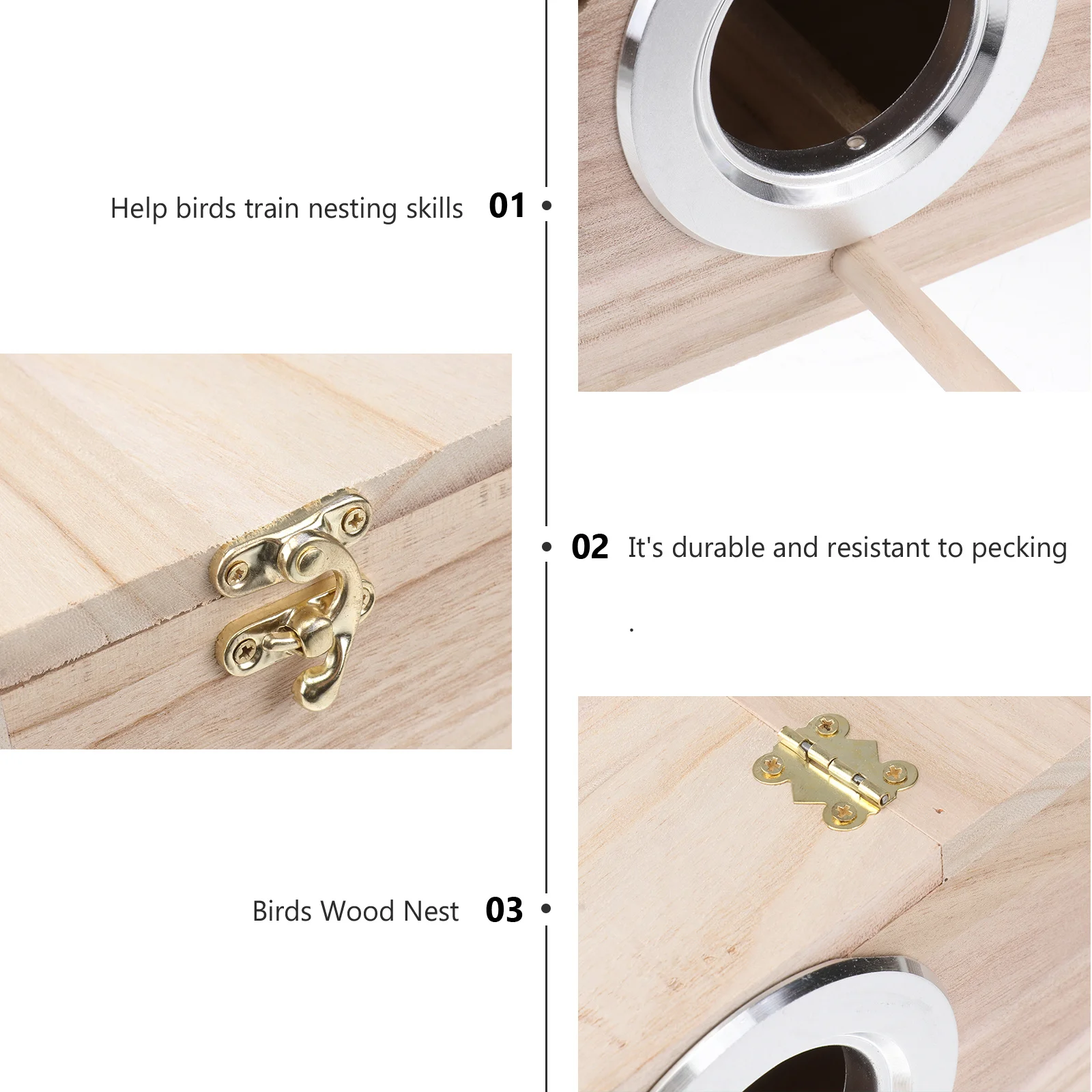 

Parrot Breeding Box Wooden Bird Nesting Windproof Rainproof With Clear View Window For Bird Watching Wild Birds