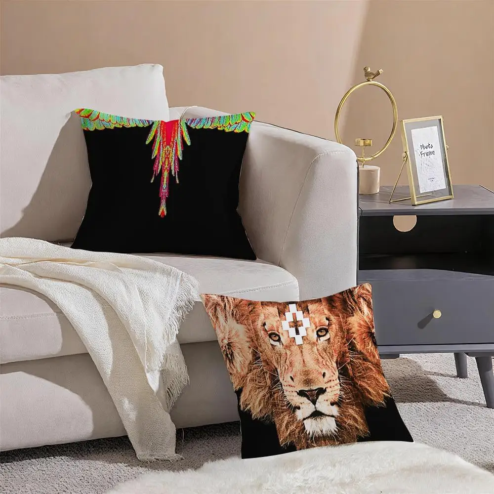 M-MarceloS B-Burlon Cushion Cover Linen Pillowcase Cover Soft Decor for Sofa Home Room