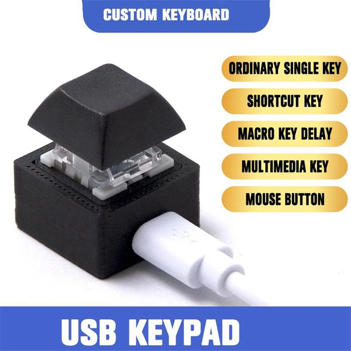 Mini Keyboard Macro Keypad RGB DIY Customize Shortcut Keyboard Gaming Mechanical Programmable Keyboard Red Switch 1Keys