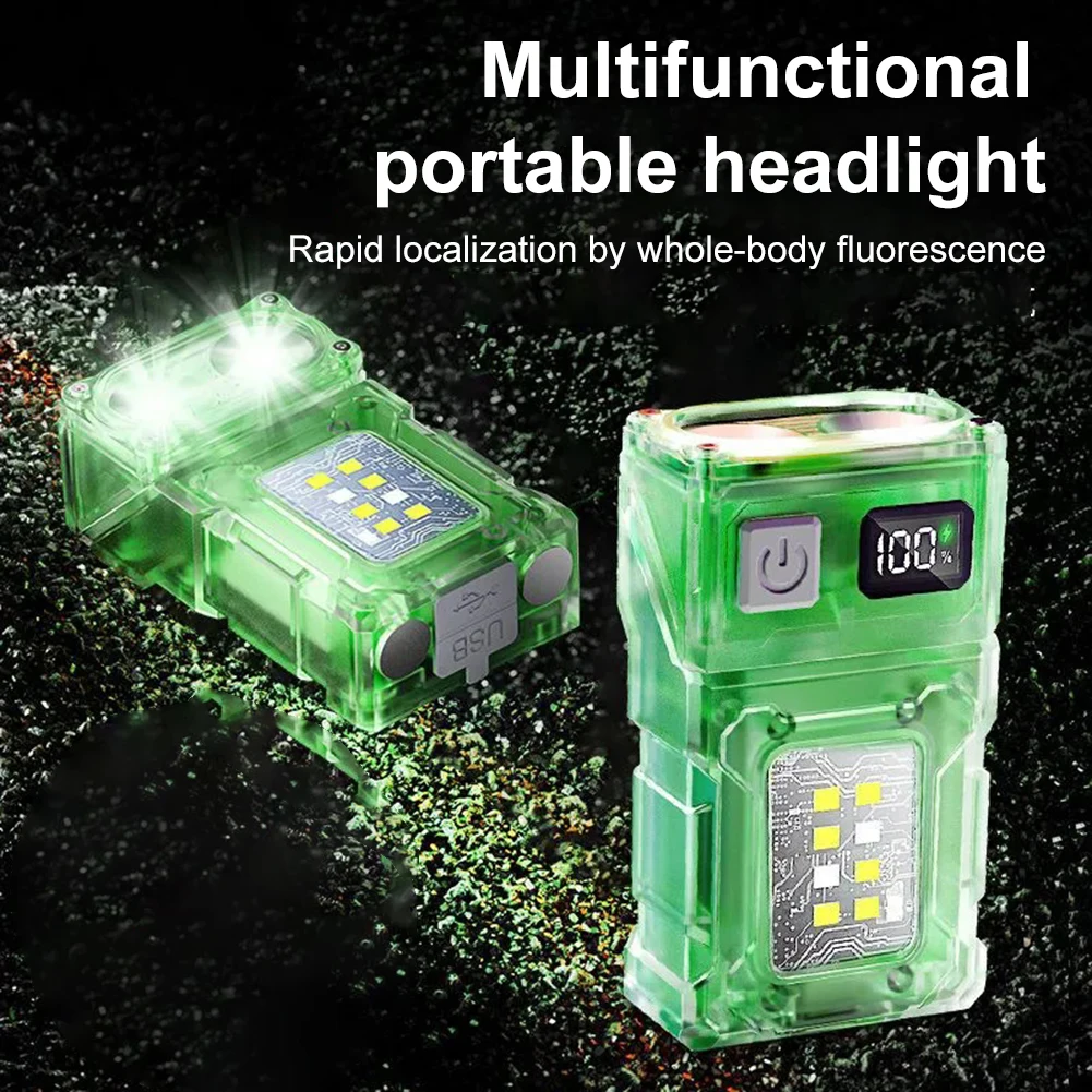 COB + SMD LED في الهواء الطلق مصباح يدوي صغير USB قابلة للشحن المحمولة الشعلة مصباح تدوير قبعة كليب ضوء للتخييم الصيد المشي