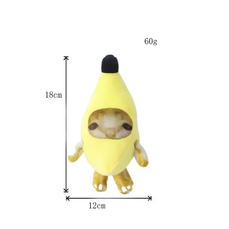 18cm Crying Cat Banana Cat Doll Key Chain Cry Happy Banana Cat Fashion Trend Personality Versatile Built-In Battery Can Sound