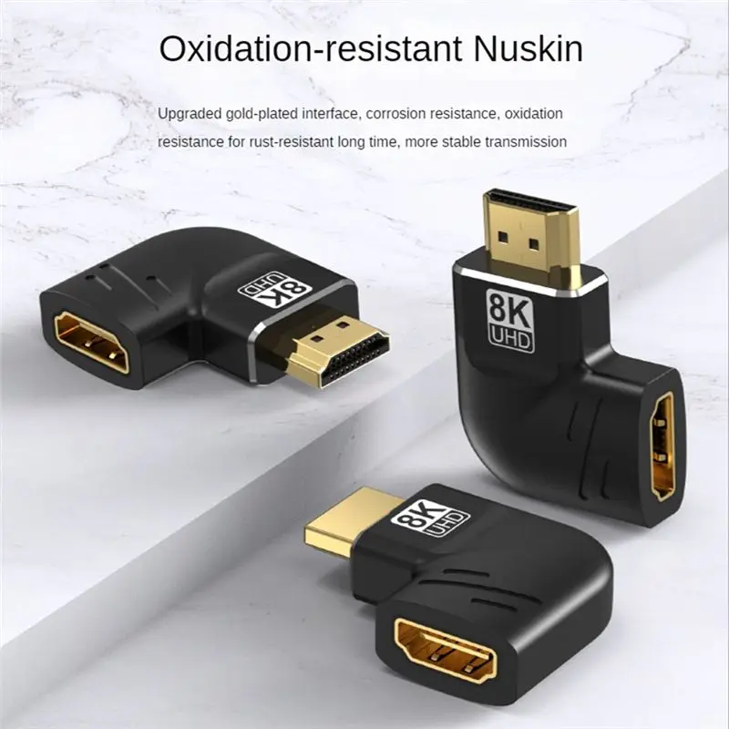 AB25 8K HDMI-Compatible Adapter Splitter Male to Female 270 Degree Converter Extender for HDTV Laptop Monitor Adapter