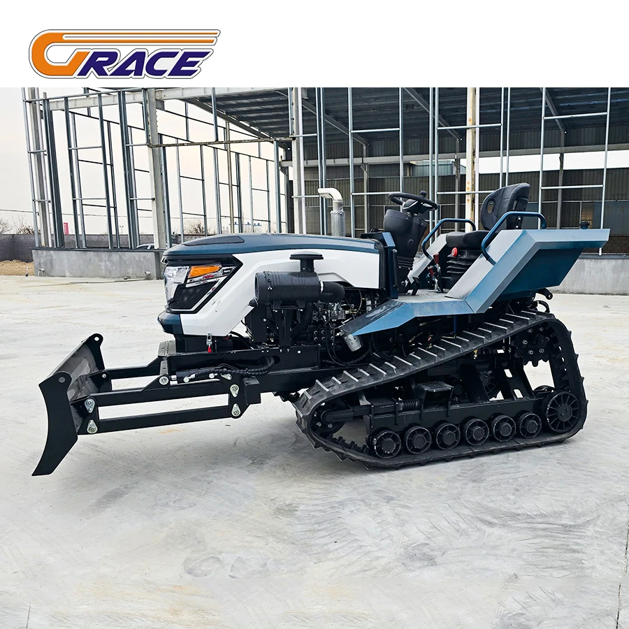 المنحدر المطاط المسار الزاحف جرار 50 حصان 60 حصان 80 حصان 120 حصان محرك الديزل علبة التروس هيكل عالي الزاحف جرار مع الكابينة