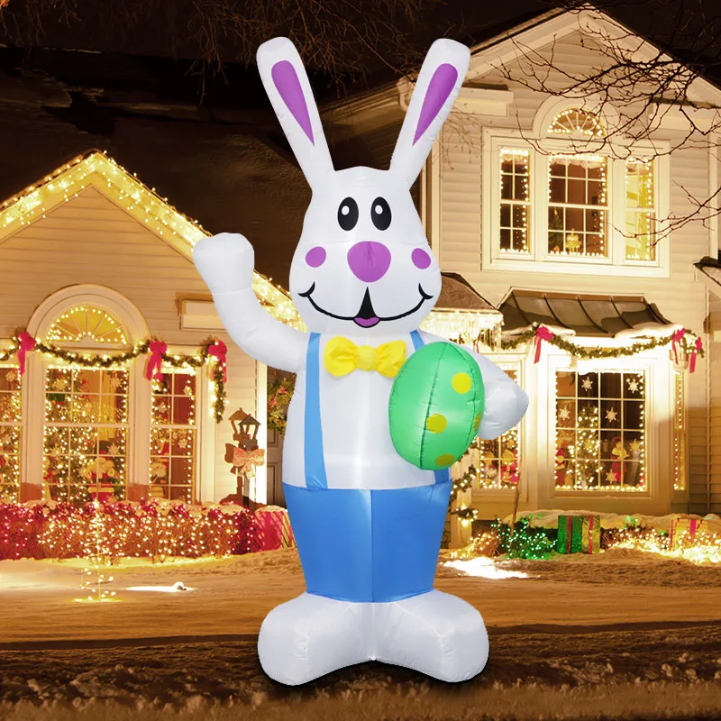 

74,8-дюймовый пасхальный надувной уличный декоративный кролик, надувной светящийся кролик, декоративный предмет для двора