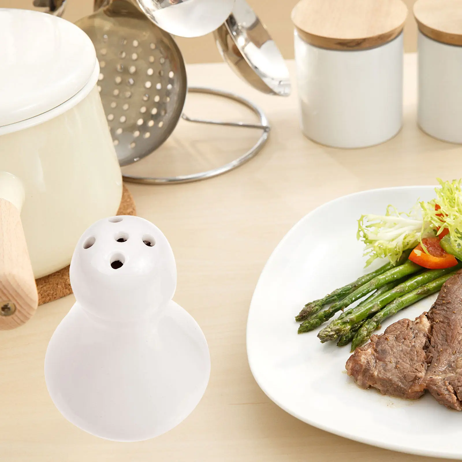 2Pcs Ceramic Condiment Shakers Set Fine Design Multipurpose Toothpick Holder Salt Pepper Dispenser for Breakfast Bar Dining