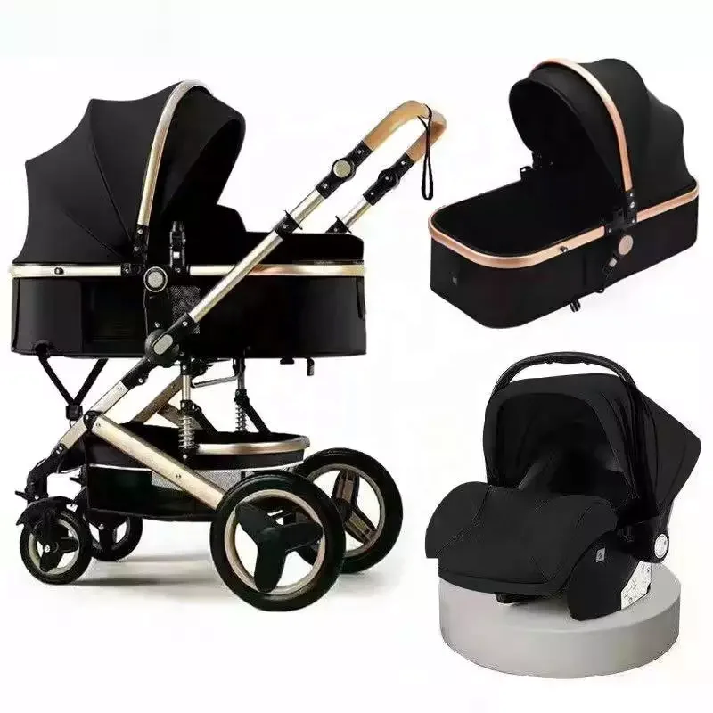 

popular luxury 0-36 months Baby high quality multi-functional travel cart 3 in 1 Strollers prams with safety seat for kids