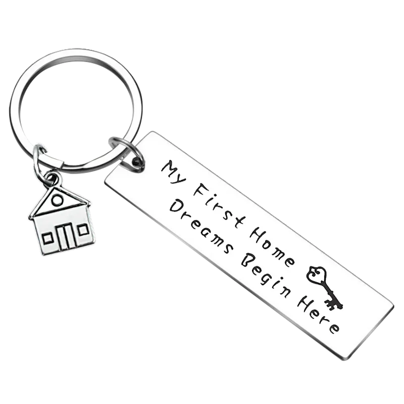 New New Home Keychain First Home Gift Realtor Gift Key Rings Housewarming Gift My First Home Dreams Begin Here