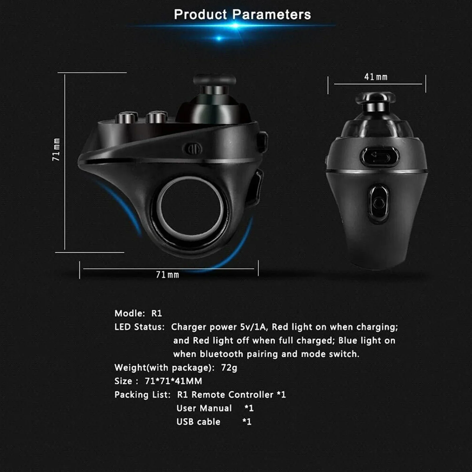 Air Mouse Bluetooth Wireless Finger Gaming Controller Handle For Android iOS