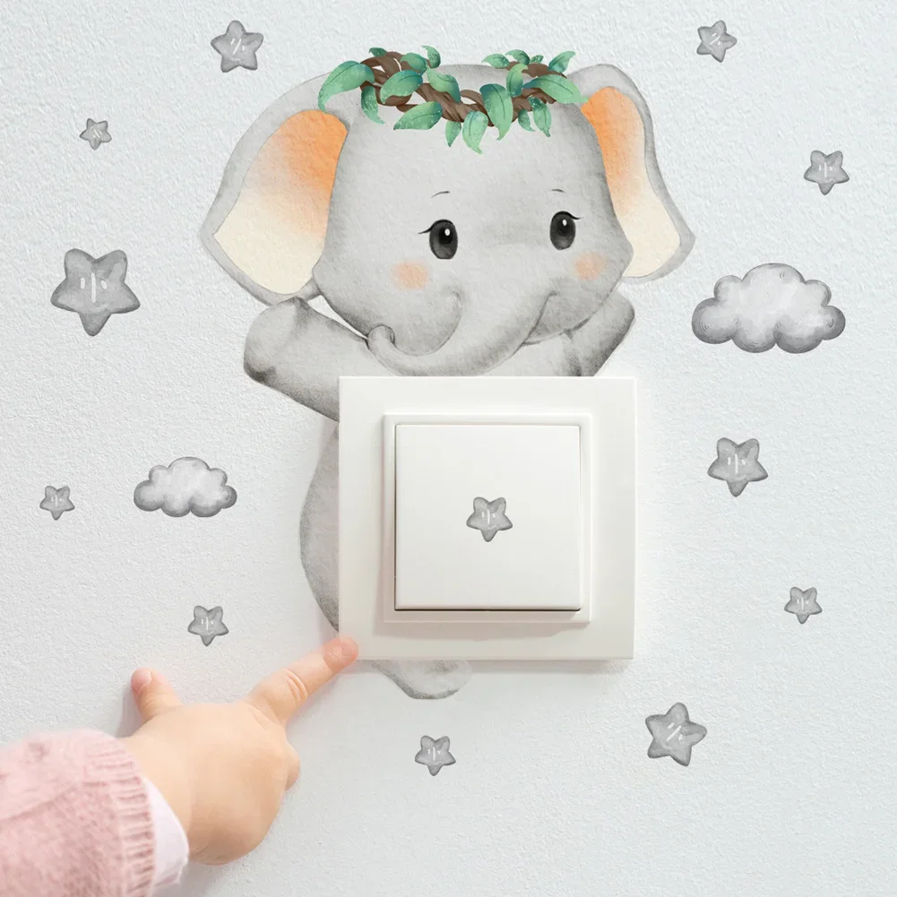 Cartoon giraffe Panda elephant switch stickers Kids Baby Bedroom decor Home decor Wallpaper Kids wall decal Room decor stickers