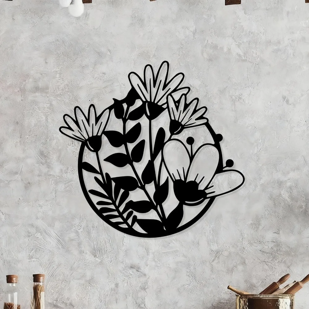 Rustic Flower Aluminum Wall Art 12x16 Inch Waterproof Metal Sculpture Living Room Bedroom Home Decor Gift Ornament
