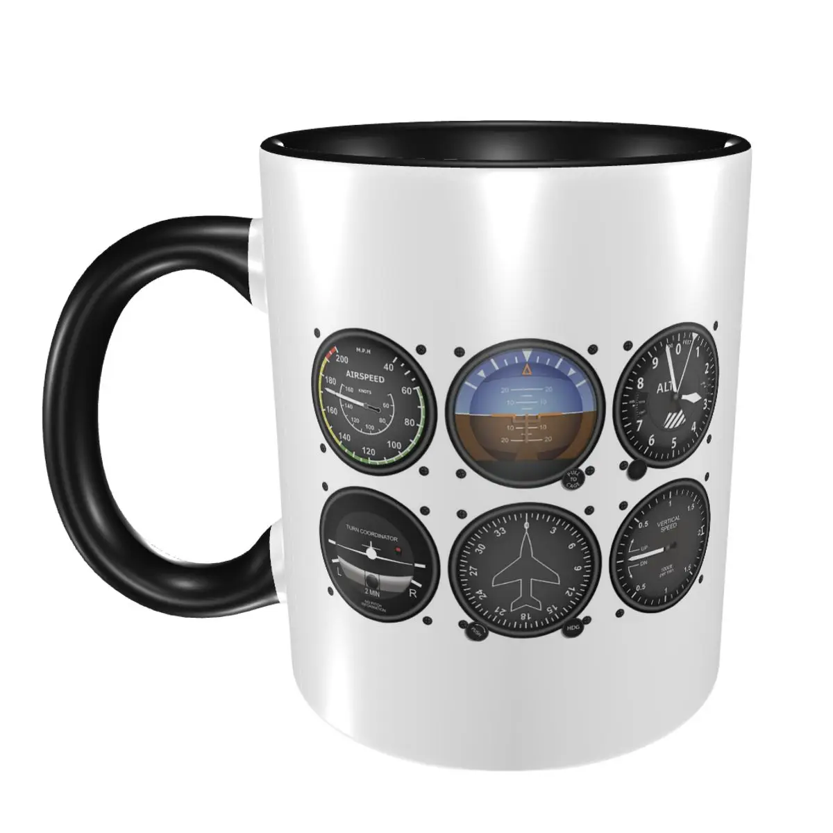 Pilot Top Airplane Six Pack Flight Instruments Mug Funny Ceramic Coffee Cups Tea Mugs Milk Cup Drinkware Gift for Friends
