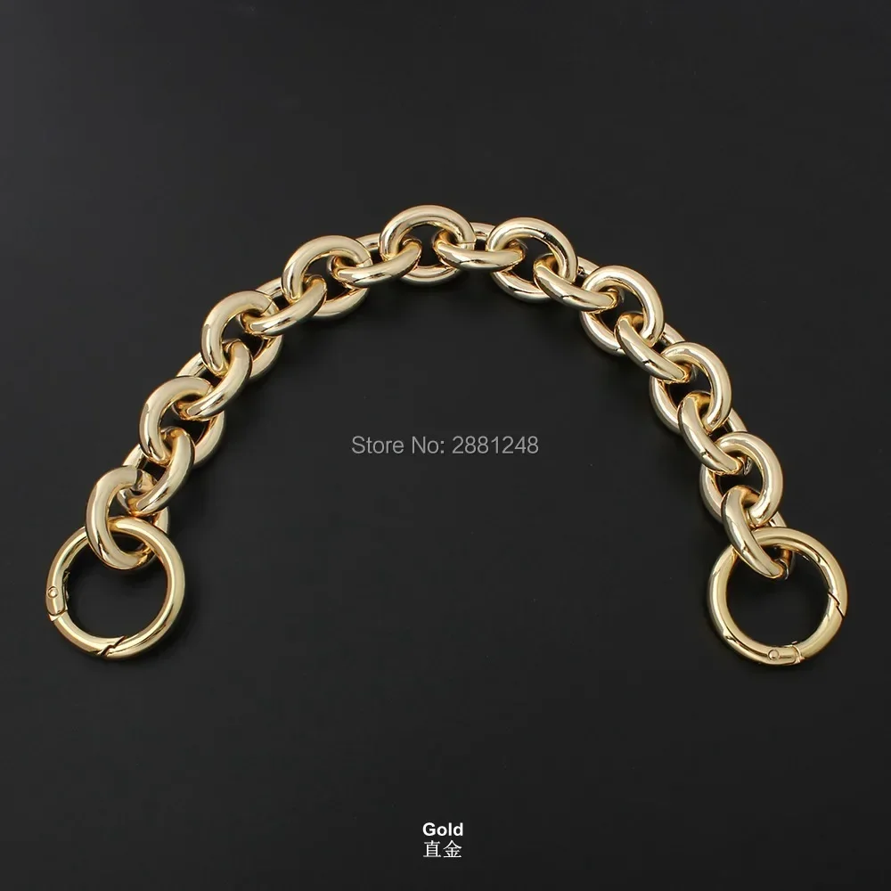 24mm Thick Round Aluminum Chain + Spring Ring Light Weight Bags Strap Bag Parts Handles Chain For Bag Accessory Handbags Straps