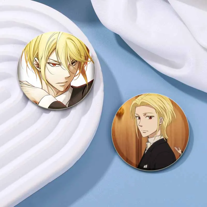 32mm Anime Moriarty The Patriot Round Pins Cartoon Brooches Badge for Backpack Clothes Bag Decoration Jewelry Accessories Gifts