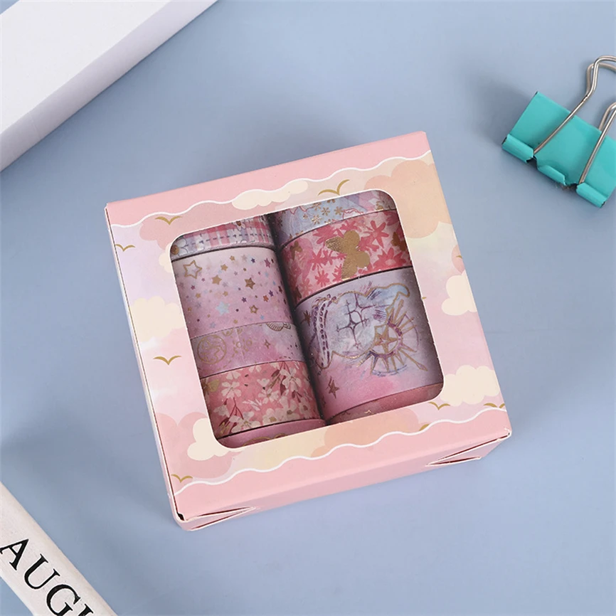 Washi Tapes 9 Pcs Washitape Set Gold Leaf Stickers Papelaria Material Paper Scrapbook Cinta Sakura Pegatinas Washie Masking Tape