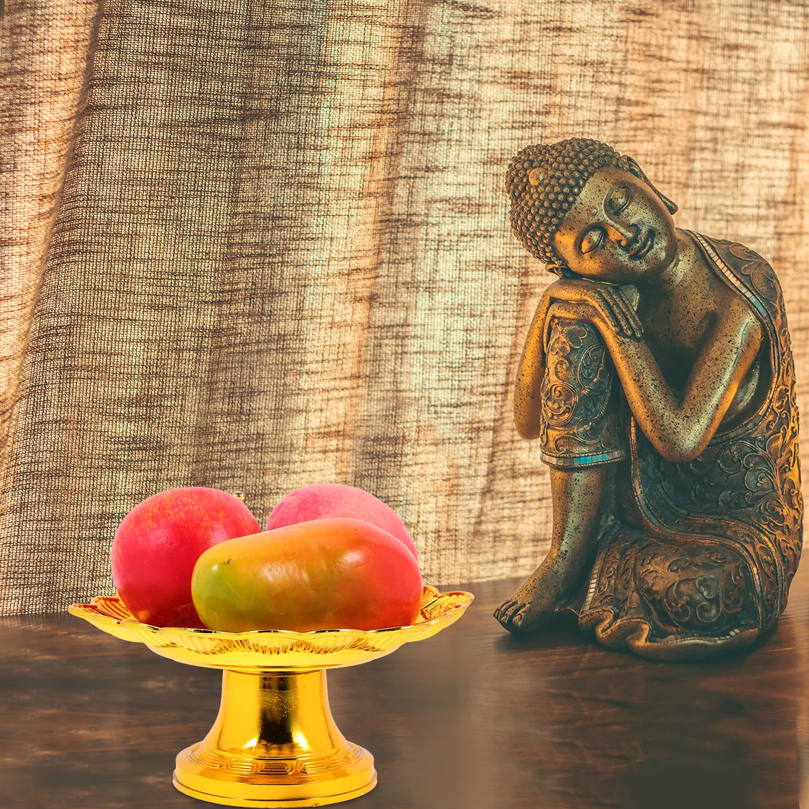 

2Pcs Plastic Buddhist Offerings Plates Lotus Design Multipurpose Altar Fruit Dessert Snack Blessing Trays Ritual Use