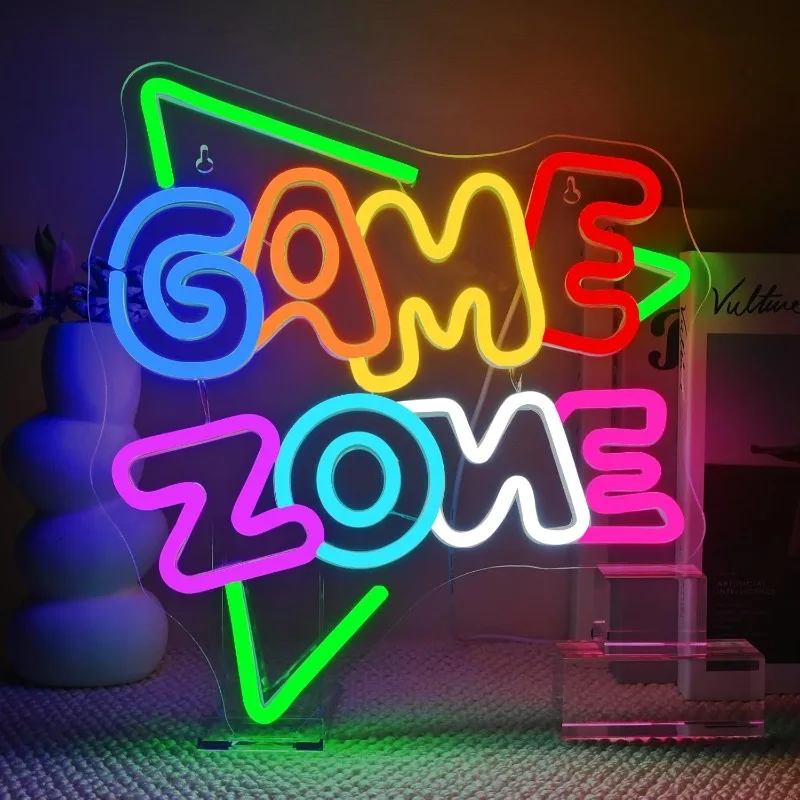 Zona di gioco Decorazione al neon Parete Luce a LED Ragazzi Camera da letto Adolescenti Uomini Grotta Internet Bar Decorazione per feste Regalo per appassionati di giocatori di giochi