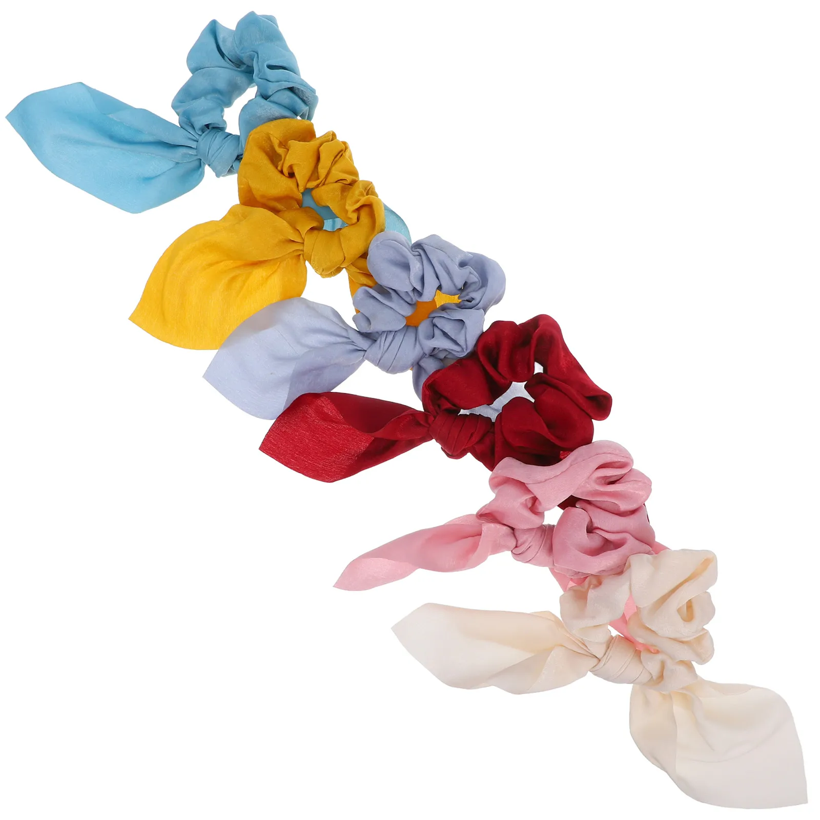 

6 Pcs Hair Rings Ties Soft Cloth Women Headdress Ponytail Holder Rabbit Ears Hair Accessories Daily Wear Gifts