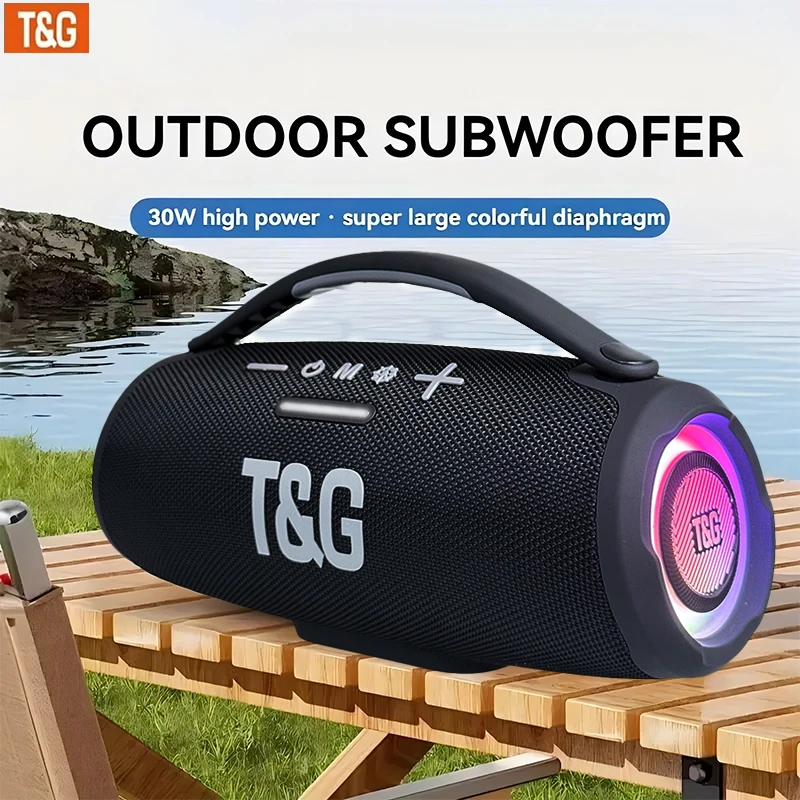 30W Tragbarer Kabelloser Lautsprecher mit Starkem Bass und Subwoofer, Surround Sound, Typ-C USB-Ladung, TF-Karten-/USB-/AUX-Eingang, EQ-Modus, LED-Display, Bluetooth-Lautsprecher für Outdoor-Camping