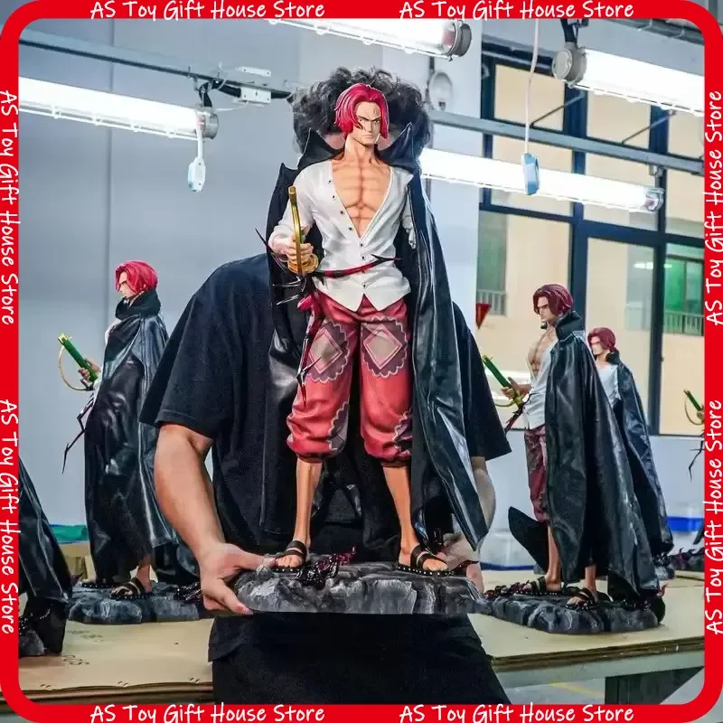 Figura de acción de Shanks de pelo rojo de One Piece en stock, estatua de anime de 67 cm, adornos de colección, regalos para coleccionistas de anime