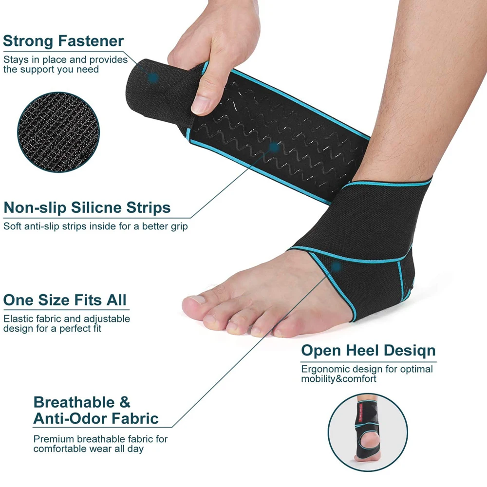 BraceTop 1 PC Ankle Support Adjustable Ankle Brace Breathable Nylon Material Super Elastic and Comfortable Perfect for Sports