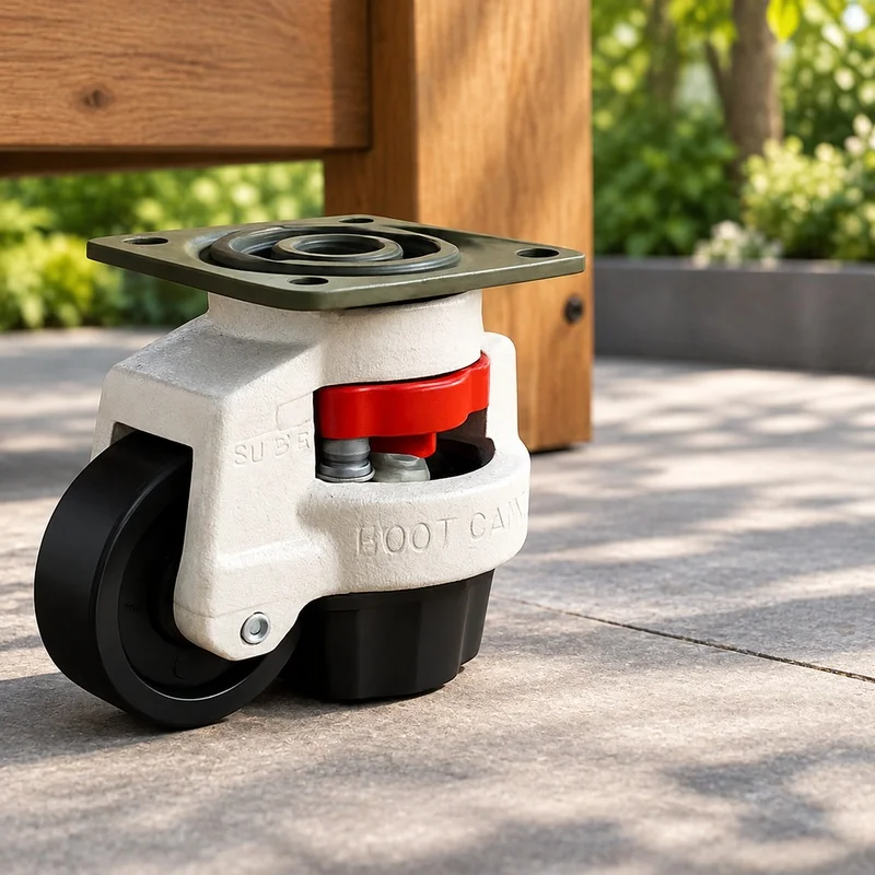 Industrial-Grade Workbench Caster Wheels with Height Adjustment and Slip-Resistant Design for Machinery and Vending Units