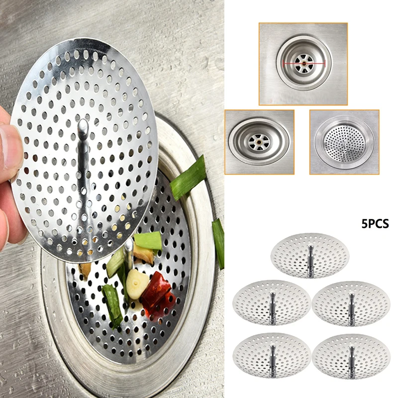 

1/3/5PCS Stainless SteelKitchen Sink Strainer Floor Drain Bathtub Hair Catcher Stopper Steel Shower Drain Hole Filter Trap