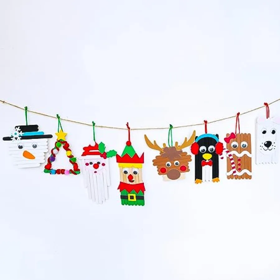 32 مجموعة من مجموعات الحرف اليدوية لعطلة الشتاء DIY عصا المصاصة الحلي ملصقات الرغوة زينة المشاريع الفنية للفصول الدراسية