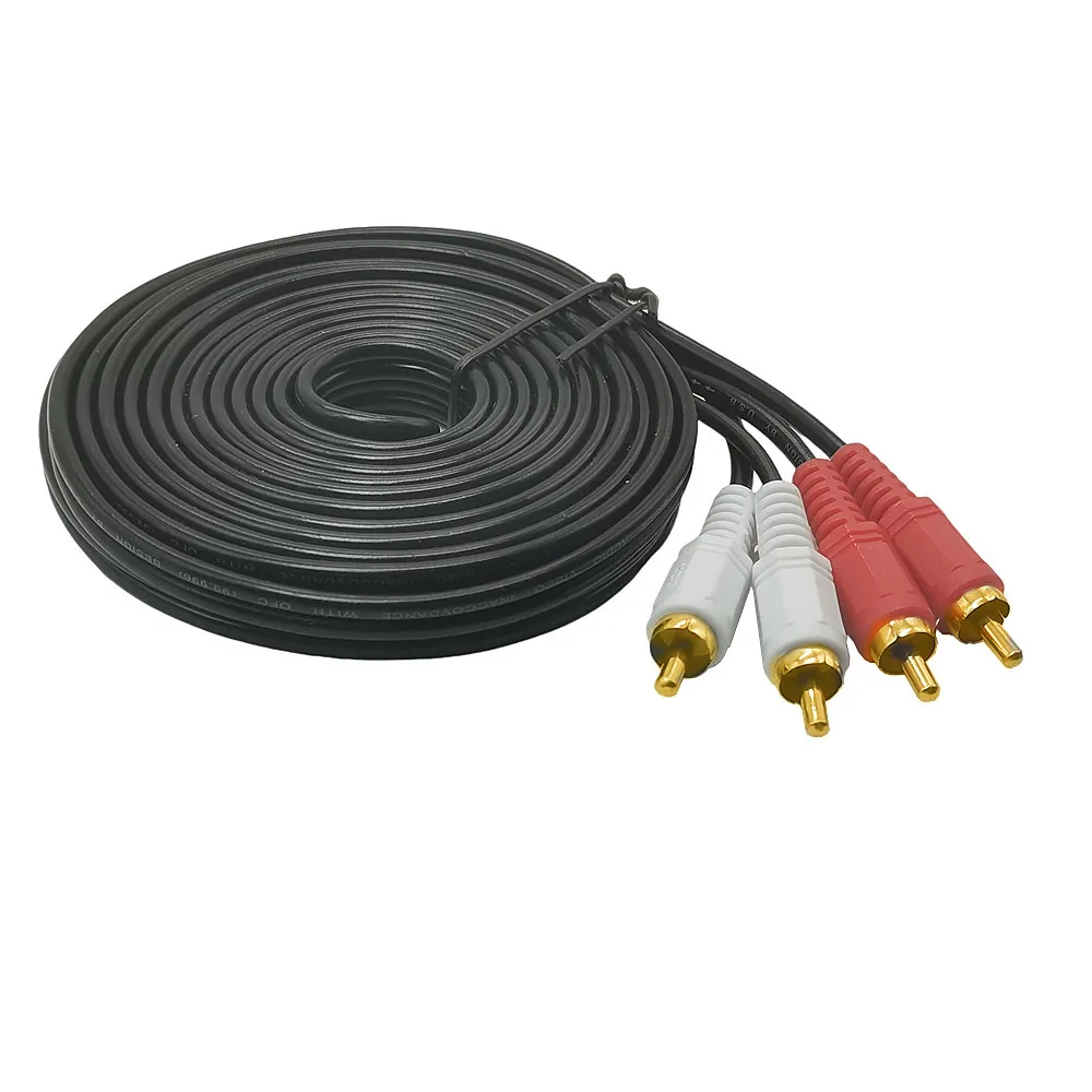 5m/10m/15m 2RCA Male to 2RCA Male Jack Stereo AUX RCA Audio Cable for Laptop DVD TV Speaker Replacement Accessories