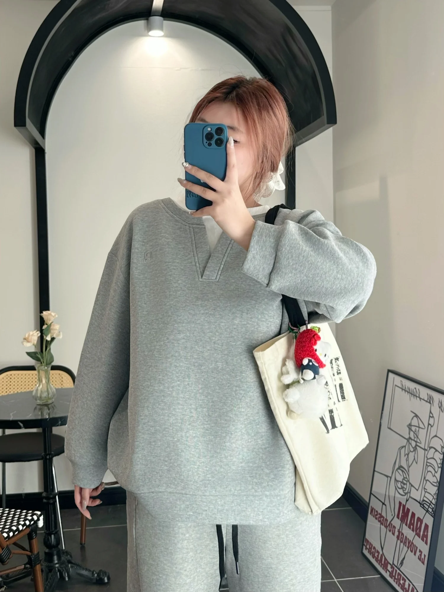 

Casual Versatile Sweatshirt plus Size Women's Spring Initial Two-Piece Design Simple High-End Feelings Slimming 4387O