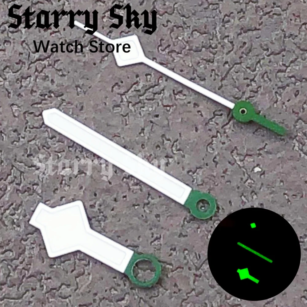 Jarum Jam Tangan Berkualitas Tinggi Warna Putih Hijau/Emas dengan Luminous Hijau Cocok untuk Aksesori Jam Tangan Gerakan Otomatis NH35A