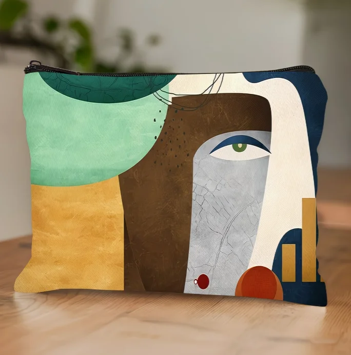 

A Cute Makeup Bag Perfect for Women Travel Makeup Bag Featuring A Stylish Abstract Pattern Design for Beauty Enthusiasts