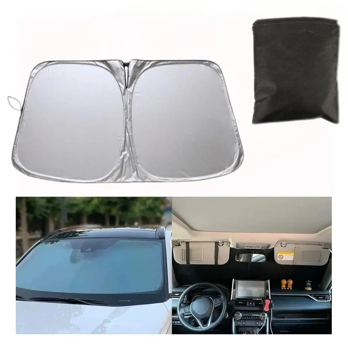Pare-soleil pliable pour voiture, protection solaire, isolation thermique, pare-soleil complet pour pare-brise avant, réflechit la lumière du soleil, bloque les rayons UV
