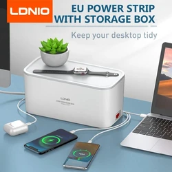 LDNIO EU Power Strip Management Box Network Filter Pop Socket 3 USB Multi Outlet Extension Cable 2M Surge protector Plug Adapter