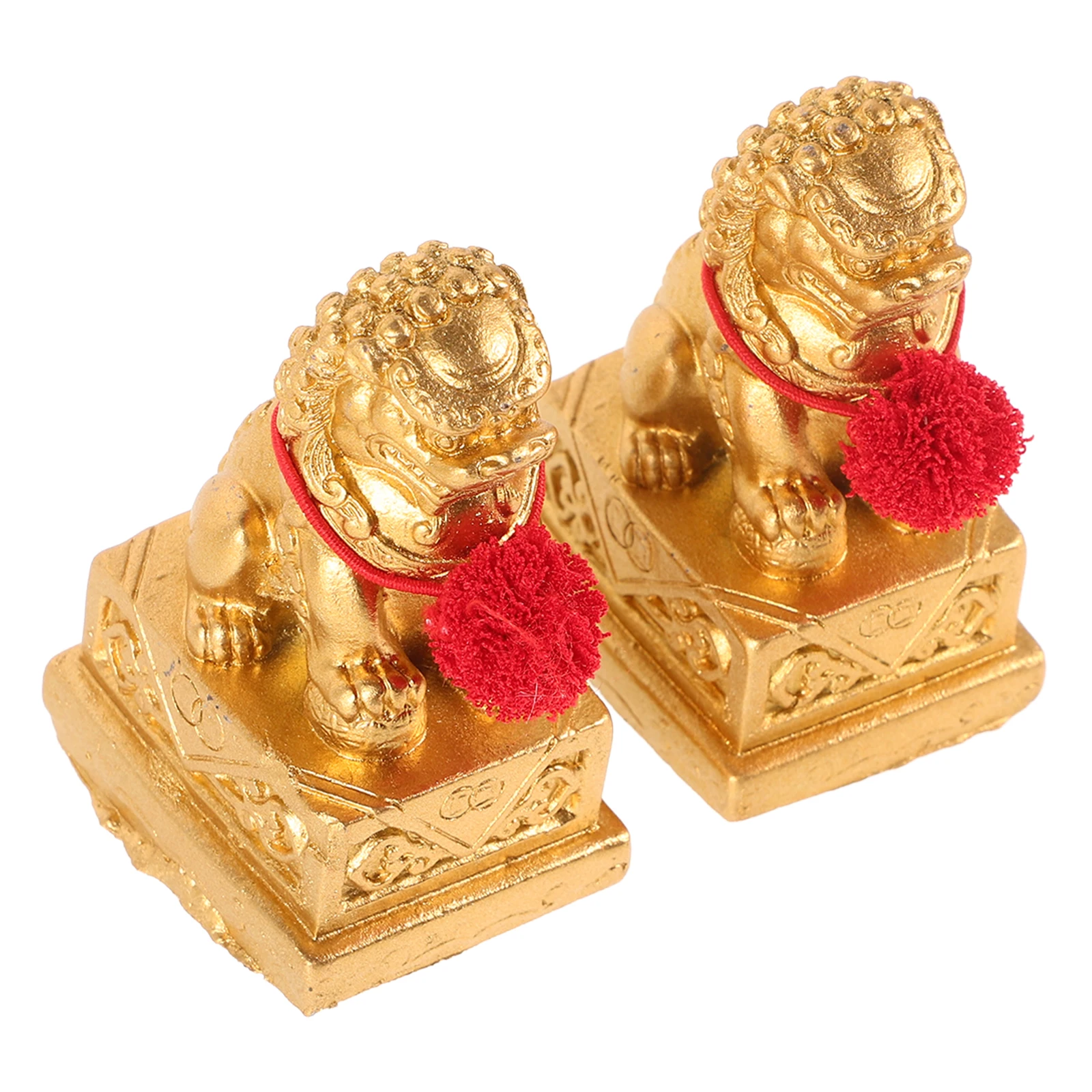 

2pcs Mini Lion Statues Chinese Divine Pair Small Guardian Ornaments Resin Sculptures Home Decor Traditional Mascot Desktop