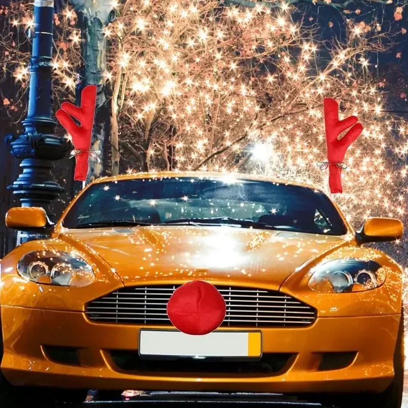 الرنة الديكور الأيائل قرن الوعل سيارة الأنف القرن زي ديكور مجموعة رودولف عيد الميلاد الرنة قرون الأنف الأحمر الحلي 1 قطعة