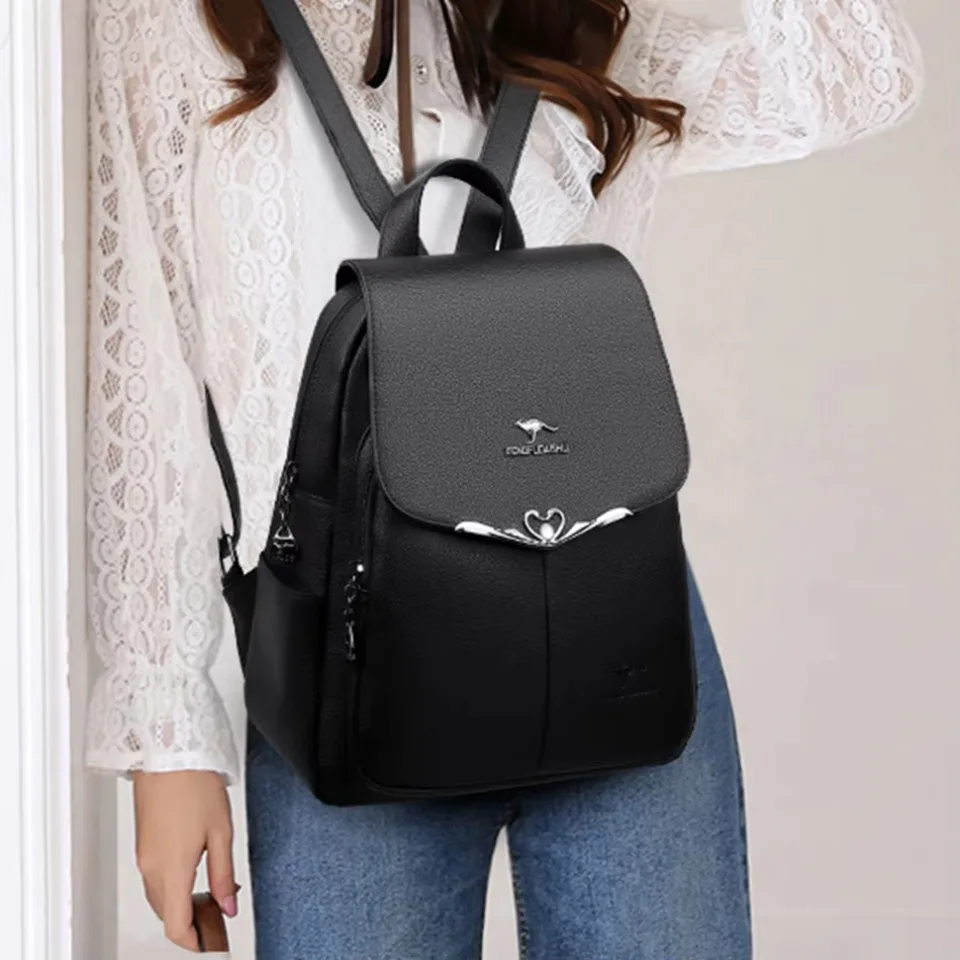 Ransel Fashion Desainer Mewah untuk Wanita Tas Sekolah Kulit Pu Wanita Ransel Travel Kapasitas Besar Ransel Laptop Wanita