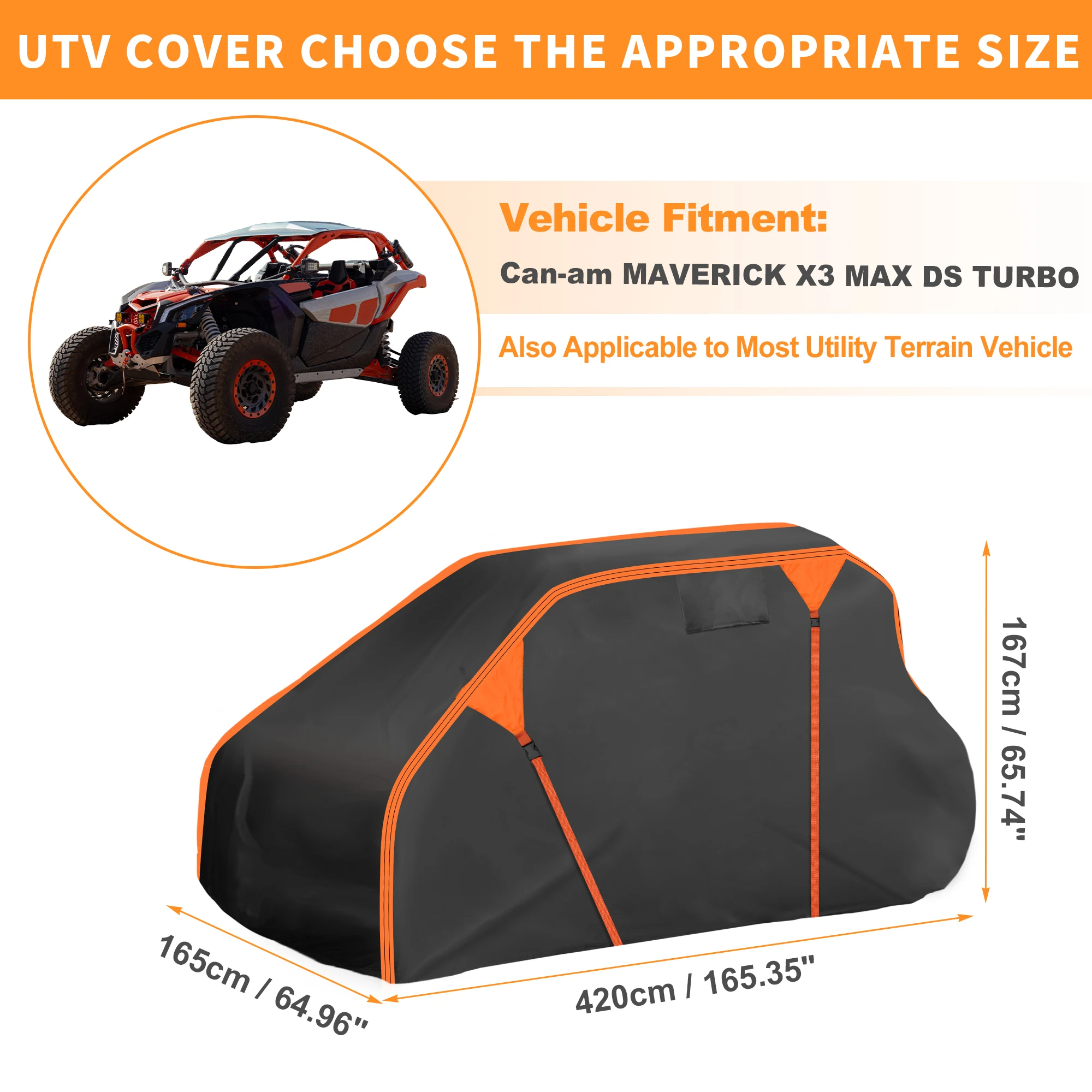 Housse imperméable UXCELL pour UTV, housse latérale pour Can-am MAVERICK X3 MAX pour DS TURBO