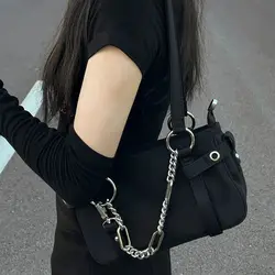 JIAERDI Harajuku Square Y2k Bags Women 2024 Solid Pattern Chains Luxury Designer Handbag Ladies Harajuku Black Shoulder Bags