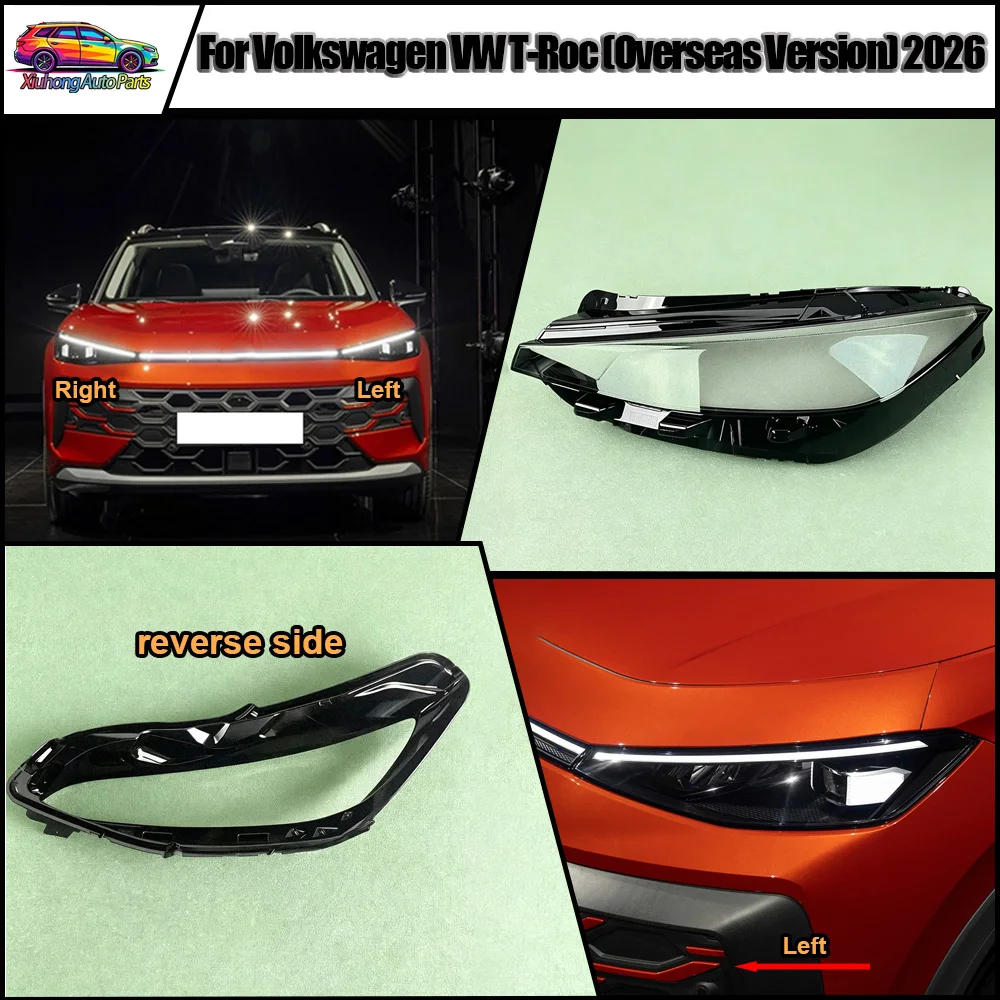 

Transparent PC Lampshade Headlight Shell Lens Plexiglass For 2026 Volkswagen VW T-Roc (Overseas Version) Front Headlamp Cover