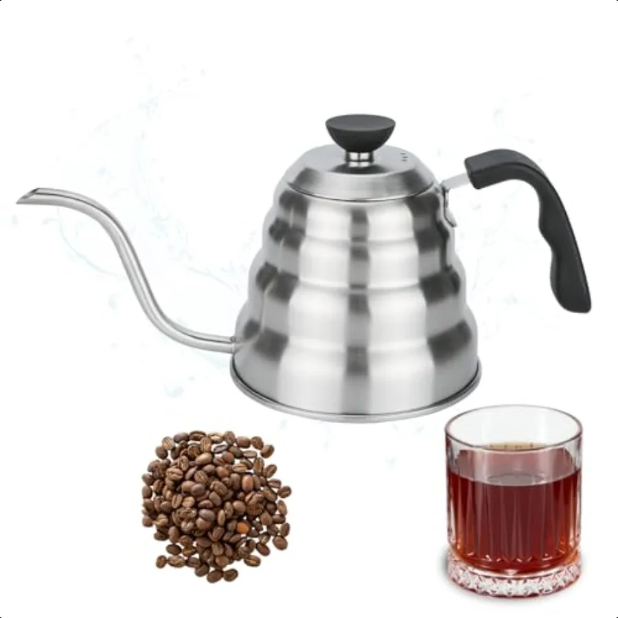 

Чайник премиум-класса для кофе с выращенной шеей, нержавеющая сталь, 40 унций, 1,27 литров, 1,2 л, 5 чашек, идеально подходит для розлива кофе, капельного или заваривания чая