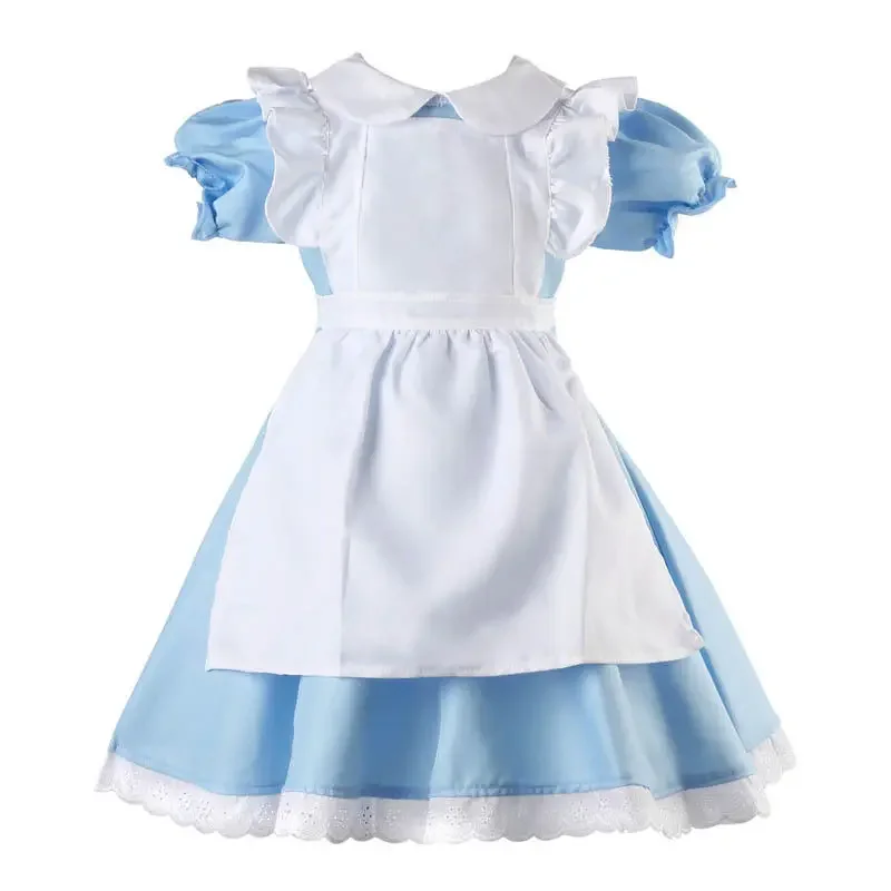 New Alice In Wonderland KIDS Girls Storybook Costume Fairy Tale Book Week Fancy Dress Maid Lolita Costume Cosplay Outfits