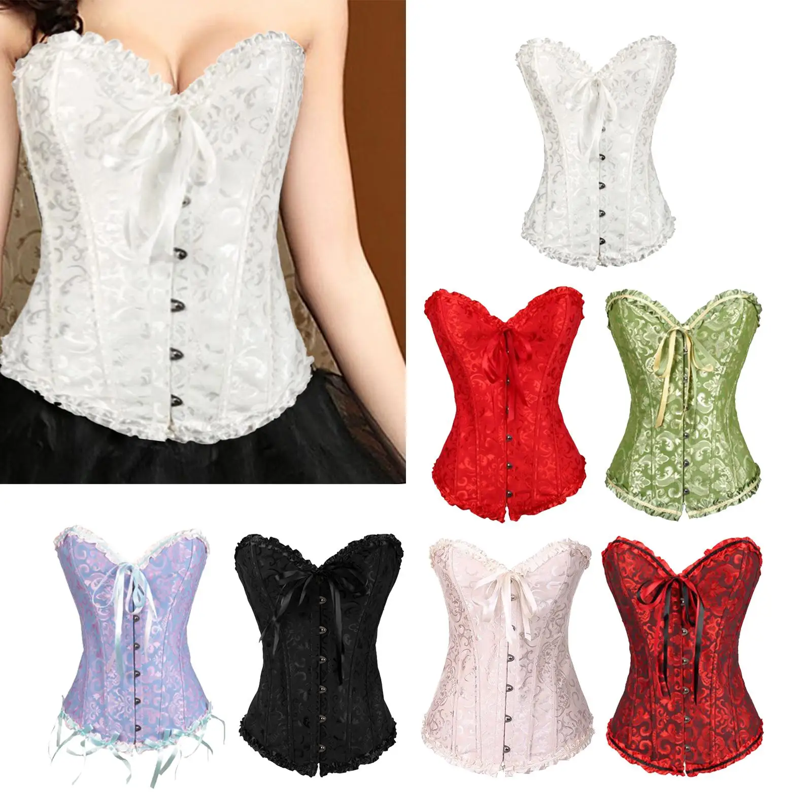 Women Floral Corset Gothic Corsets Satin Clubwear Steampunk Vintage Style Embroidery Costume for Club Masquerade Girl Halloween view 6