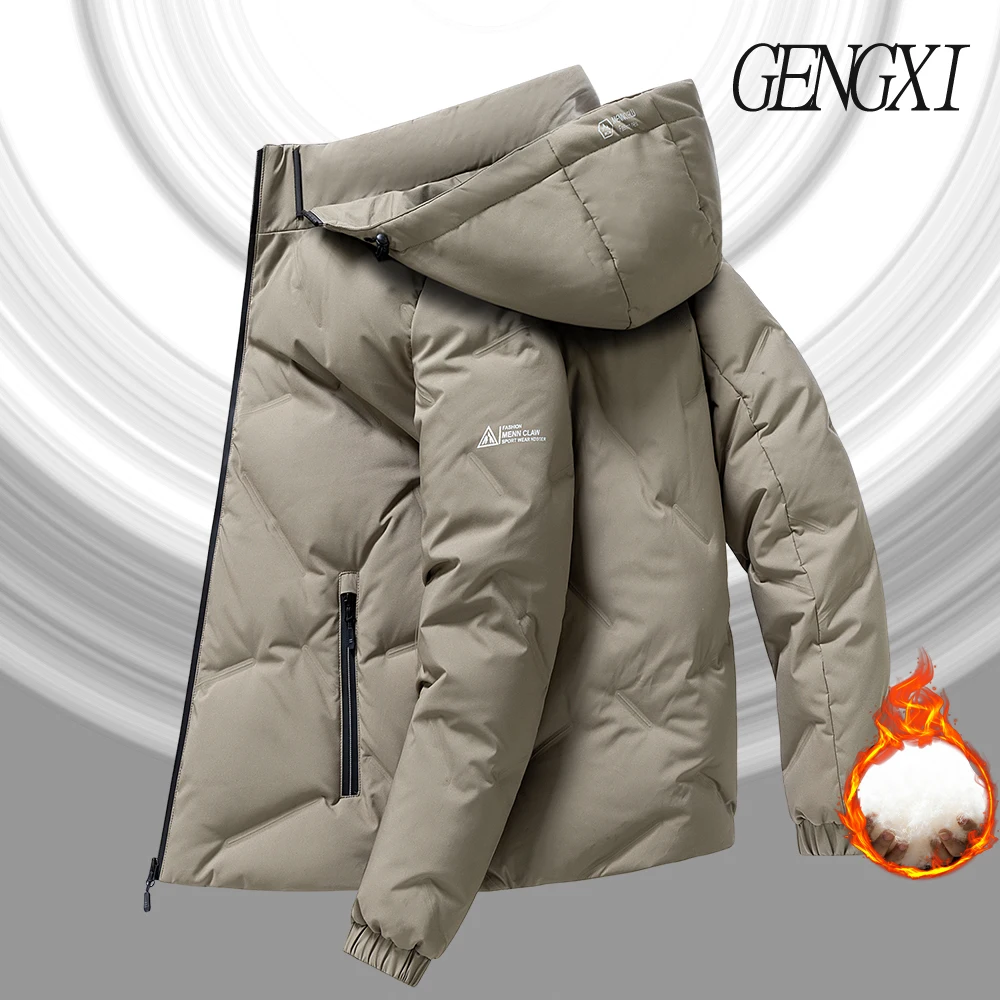 وصول شتاء جديد: سترة رجالية مقاومة للماء باللونين الأسود والذهبي مقاومة للرياح ودافئة من ريش البط الأبيض ملابس غير رسمية عصرية